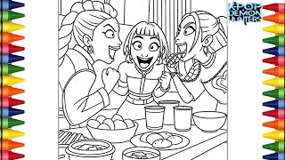 Satisfying Coloring – Rumi, Zoey & Mira  | Relaxing Coloring Pages 🎨✨ #asmr #satisfying #kpop 