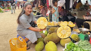 Busy market in the morning, Jackfruit is good for my recipe - Countryside life TV