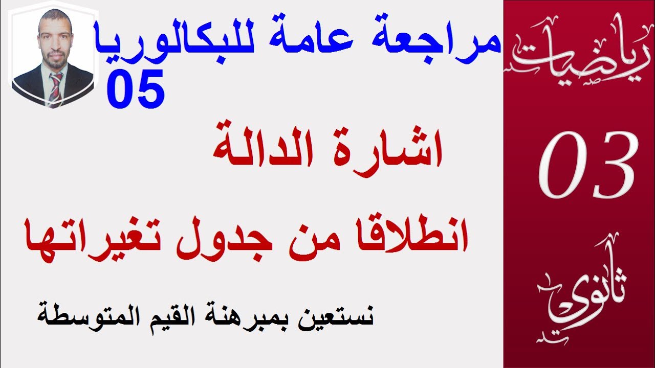 مراجعة عامة للبكالوريا05||اشارة دالة اعتمادا على جدول تغيراتها  ||بكالوريا سبتمبر 2020