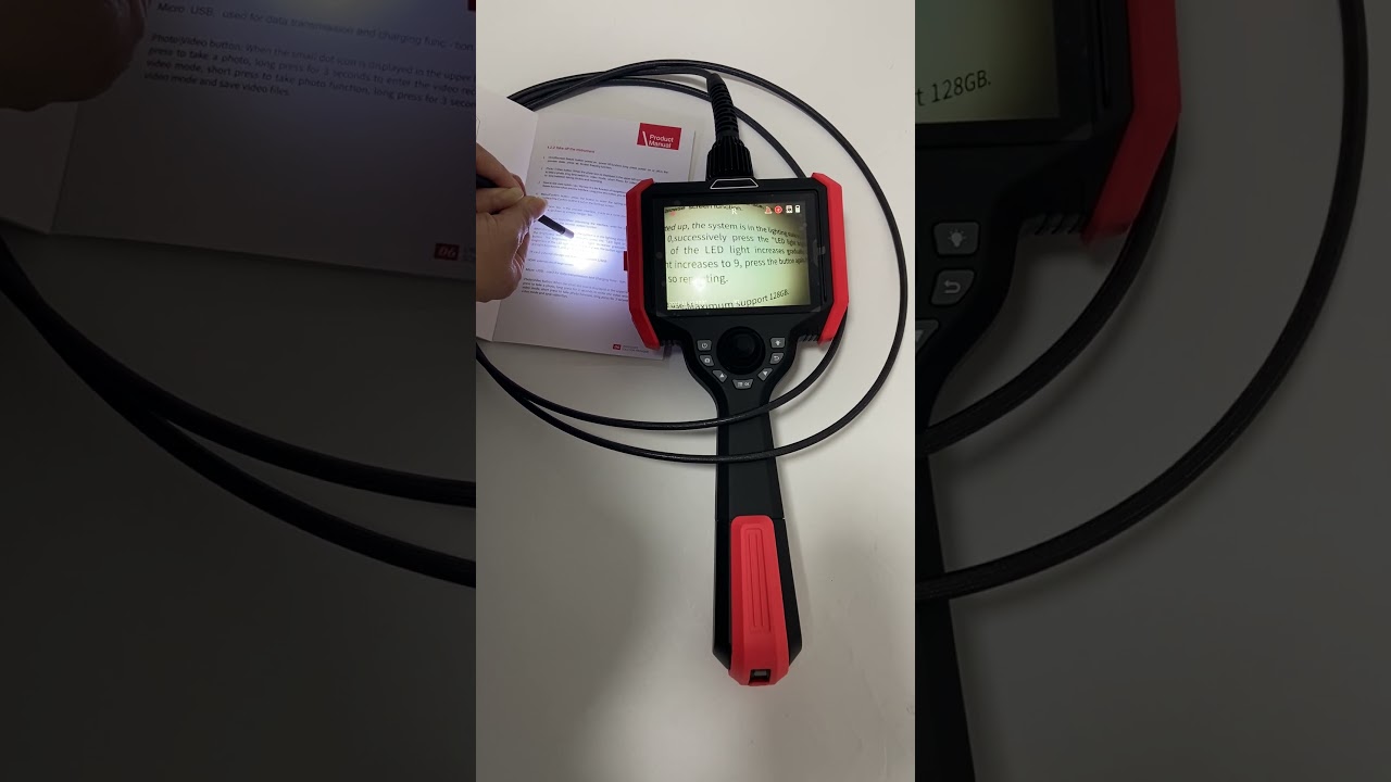 joystick portable industrial video borescope with 5 inch monitor, 6m working tube, recording video
