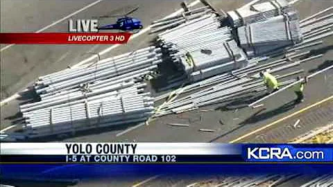 Flipped Big Rig Closes I-5 Lanes