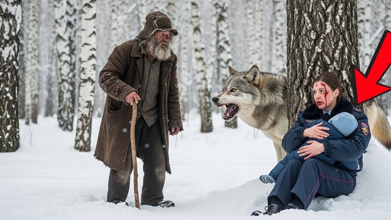 Волк и бездомный в лесу спасли женщину полицейского и ребенка