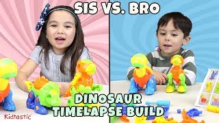 *STEM* SIS VS. BRO TIMELAPSE ENGINEERING | Kidtastic Dinosaur Build and Play Net Worth