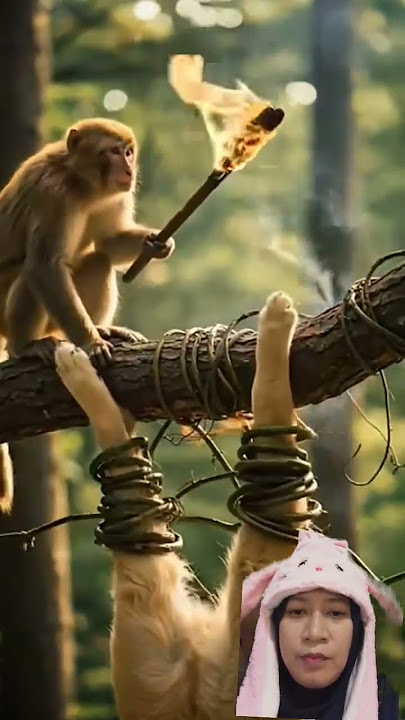 anjing di tolong monyet pintar #animals