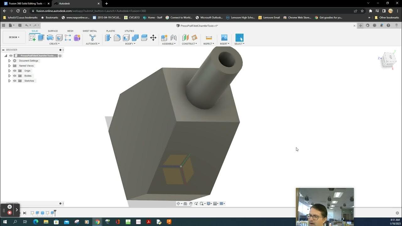 Fillet Press Pull and Chamfer Tool Fusion 360 YouTube