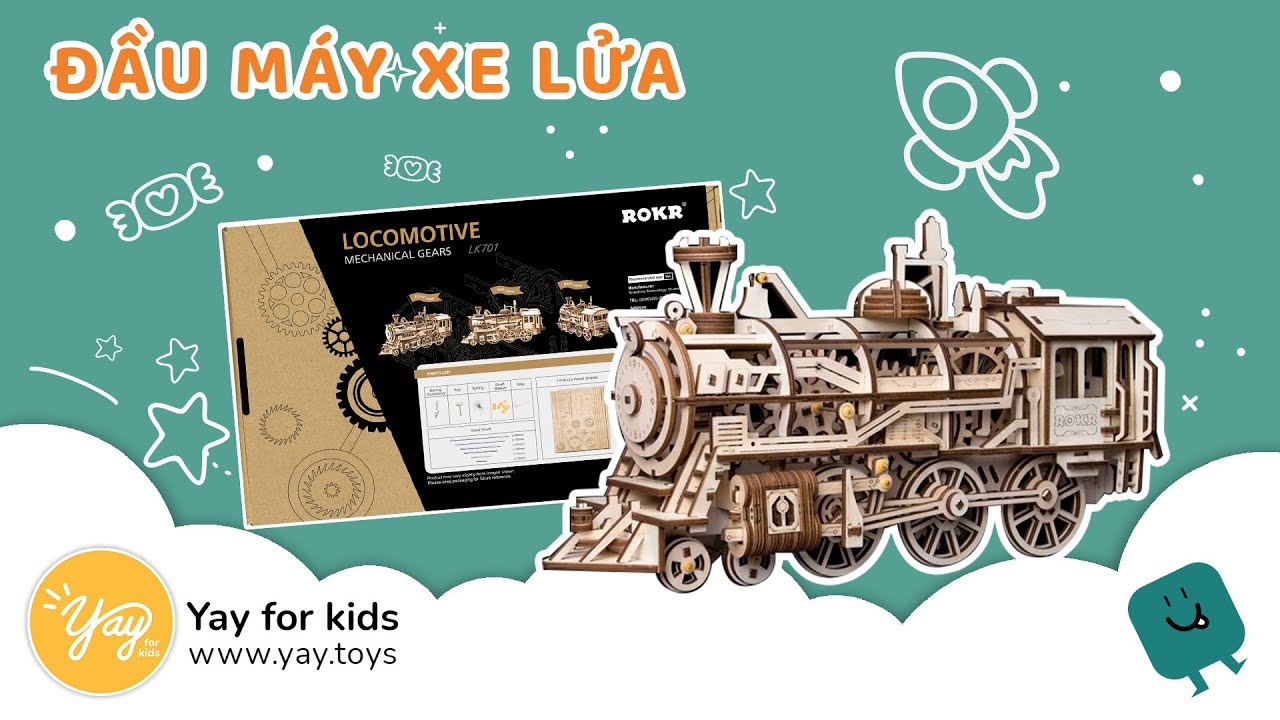LK701 Locomotive Mechanical Wooden Train Kit | Robotime - YouTube