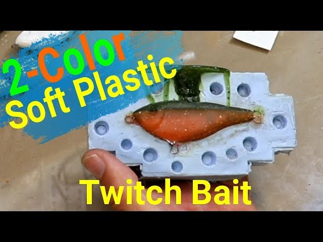 Making soft plastic lures, 2 colors 