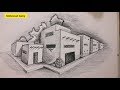 البيوت التراثية / رسم بالمنظور / منظور النقطتين / رسم وتظليل .How to draw perspective