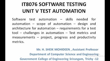 UNIT V - TEST METRICS AND MEASUREMENTS – PROJECT, PROGRESS AND PRODUCTIVITY METRICS