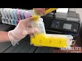 How to initially fill and prime a visual ink refill cartridge for an Epson P800