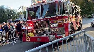 FDNY Engine 23 and 54 responding to lithium ion battery fire on Marathon day