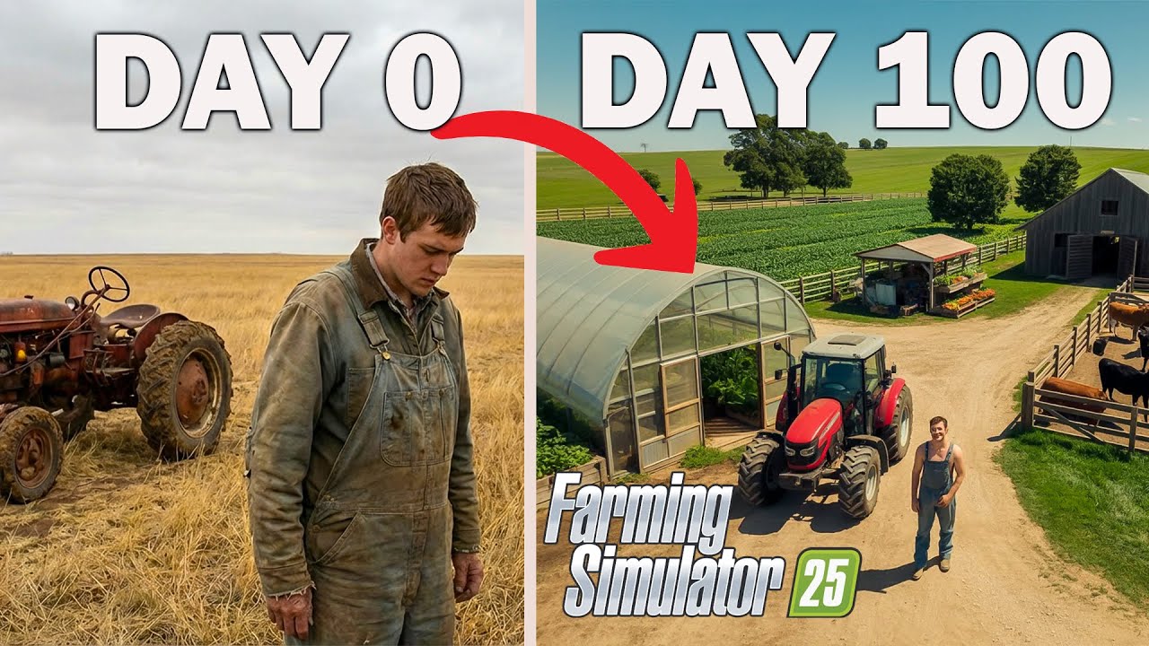 I Survived 100 DAYS on the FLAT MAP with $0 ! Here's What Happened!? Farming Simulator 25