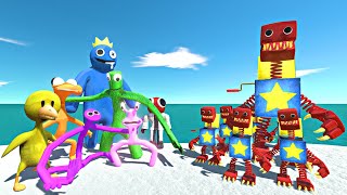 Rainbow Friends Team vs Boxy Boo Team in Cage - Animal Revolt Battle Simulator