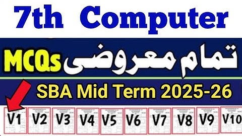 Class 7 computer All Versions Mcqs 2nd term 2025-26 | Sba 7th Class ka computer ka paper mid term 