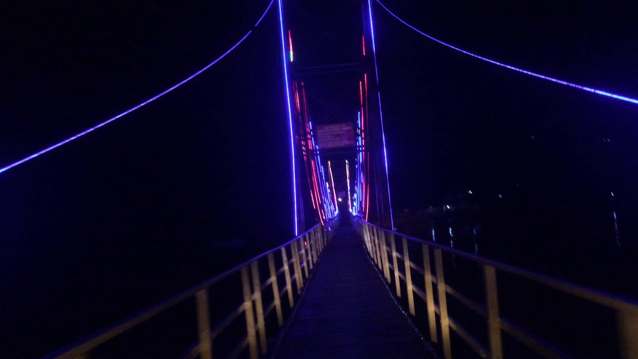 Crossing the Yellow Bridge at Night - Nusa Ceningan Island to Nusa Lembongan Island