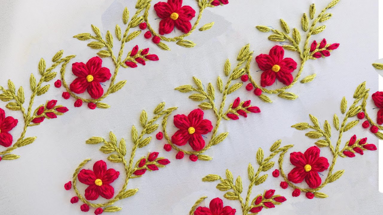 Hand Embroidery Red Vine Embroidery Embroidery For Beginners Towel