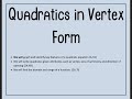 Understanding Quadratics in Vertex Form