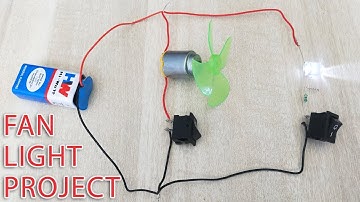Motor LED connection with 9v battery and switch - Fan Light project tutorial