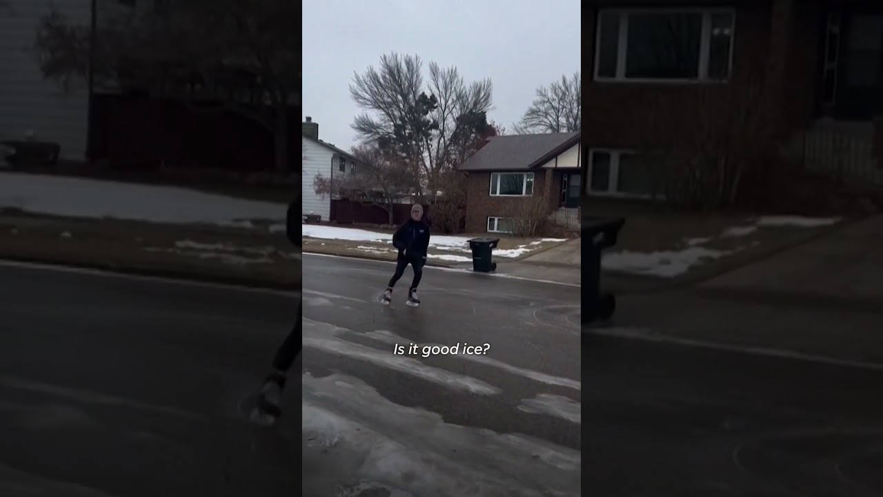Winter storm turns residential street into ice skating rink #Shorts
