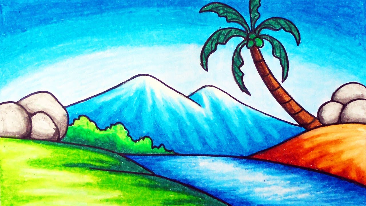 scenery drawing with pencil | Oil pastel drawings, Art drawings for kids,  Drawings