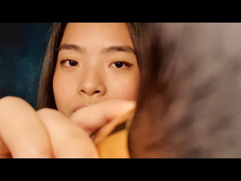 [ASMR] Brushing You to Sleep ✧ CLOSE UP Face Brushing & Whisper Ramble