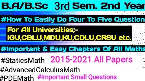 Important chapters of maths Ba/BSc 3rd Sem|Acc. to Attempt Any five Questions |For All Universities