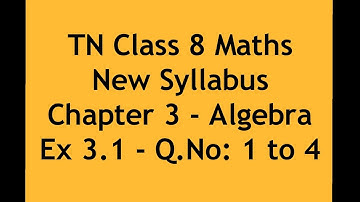 TN Class 8 Maths New Syllabus Chapter 3 - Algebra - Ex 3.1 - Q.No: 1 to 4