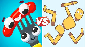 Fork N Sausage 🆚 Break The Ragdoll - Max All Levels Funny Android iOS Gameplay