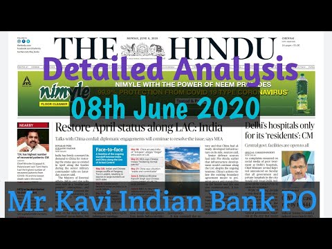 The Hindu Daily News Analysis | 08th June 2020 | IBPS UPSC TNPSC SSC Current Affairs 2020 |Editorial