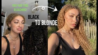 bleaching my curly clip ins | BLACK TO BLONDE | ruka hair
