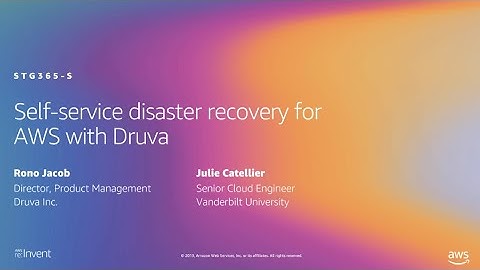AWS re:Invent 2019: Self-service disaster recovery for AWS with Druva (STG365-S)