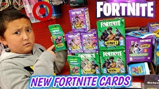 HUNTING FOR NEW FORTNITE BATTLE ROYALE TRADING CARDS AT TARGET!! HUGE BOOSTER BOX AND PACKS HAUL!