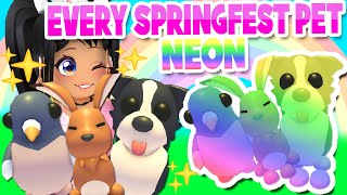 MAKING *ALL 3 SPRING FEST PETS* NEON in ADOPT ME (roblox)