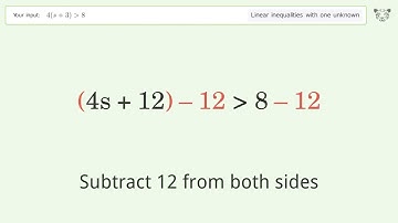 Solving Linear Inequalities: 4(s+3) is Greater Than 8