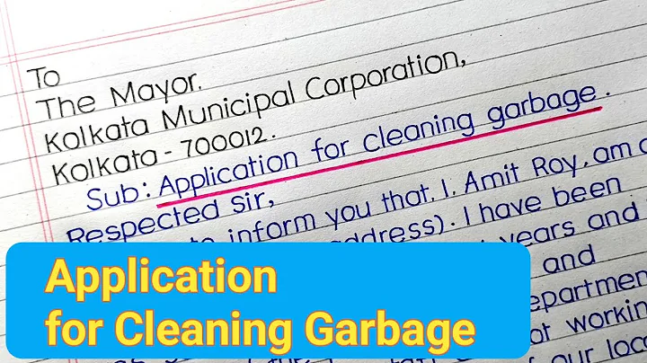 letter to municipal corporation regarding cleanliness | Application for cleaning garbage ||