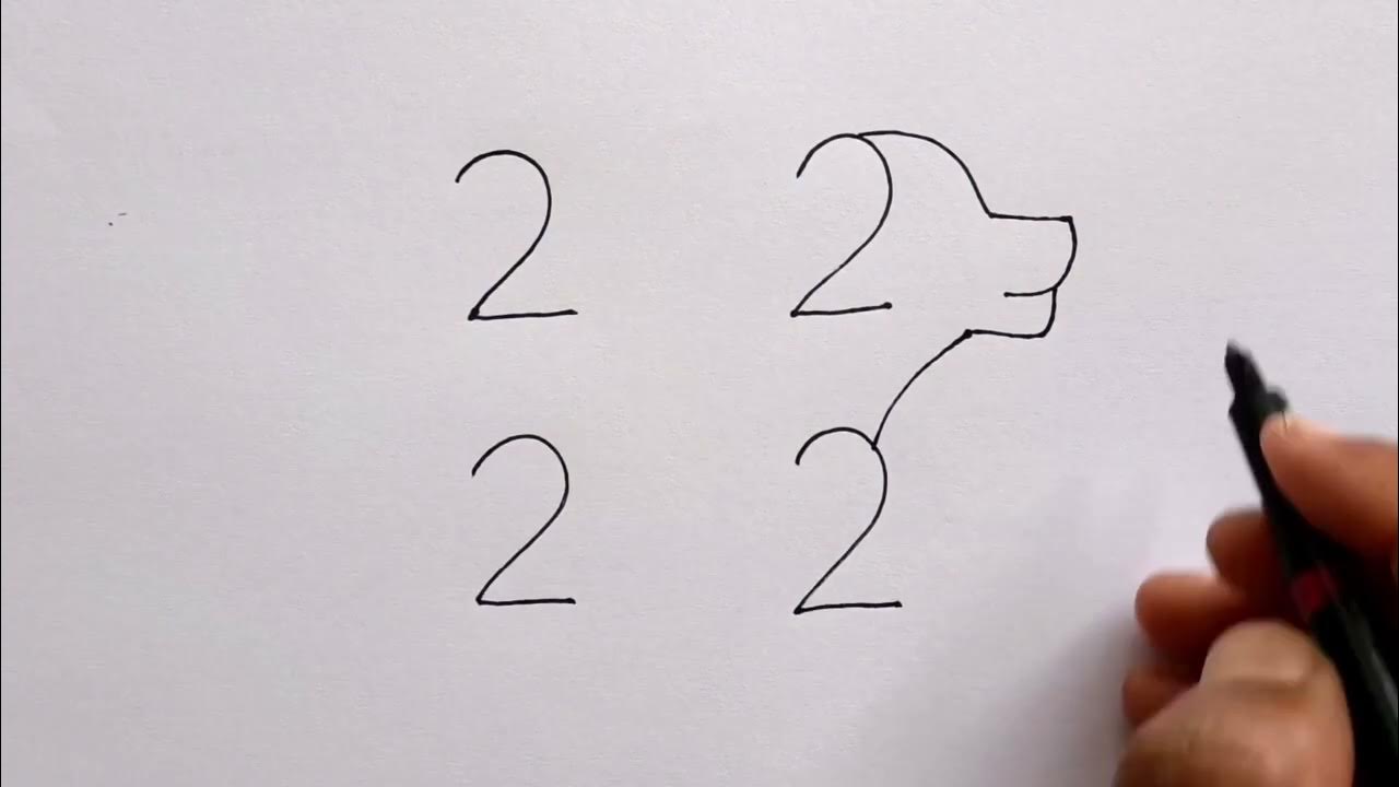 How To Draw Dog With 2222 Number Dog Drawing Easy Dog Drawing Step