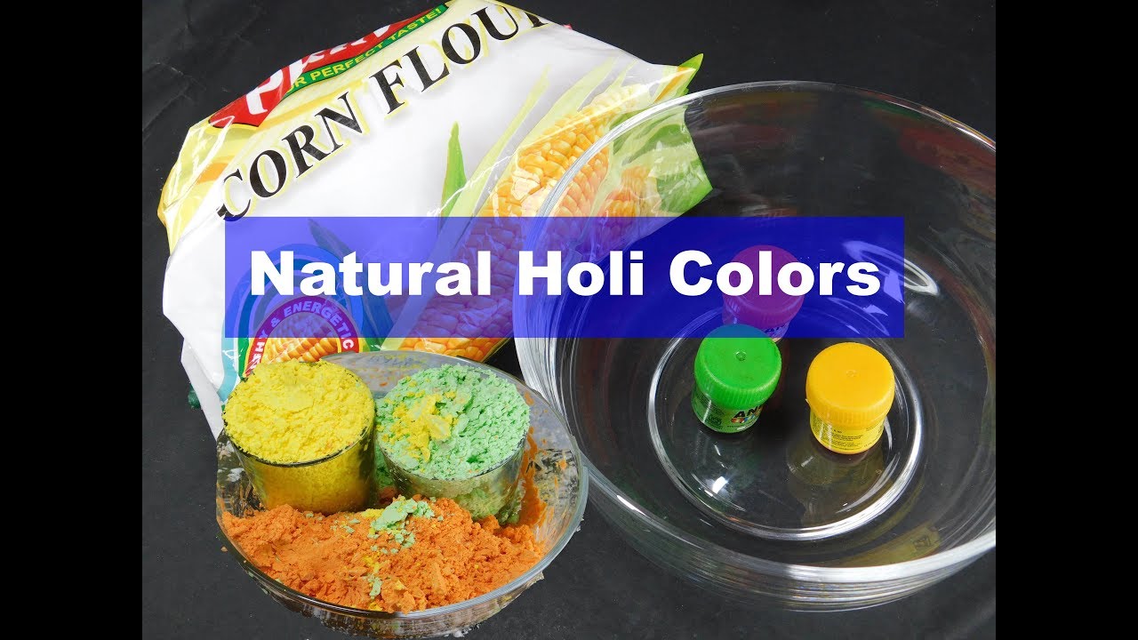 How to make natural Holi colors at home using corn flour and food color -  homemade gulal