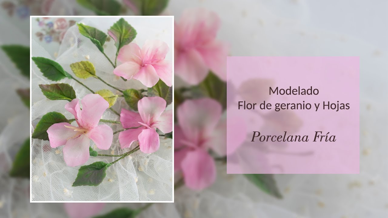 Modelado de hojas y Flor Geranio en Porcelana Fría - elarcademeyde