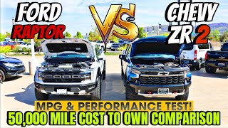 2024 Ford Raptor 35 VS Chevy Silverado ZR2 Performance And MPG Test + 50K Mile Cost To Drive!