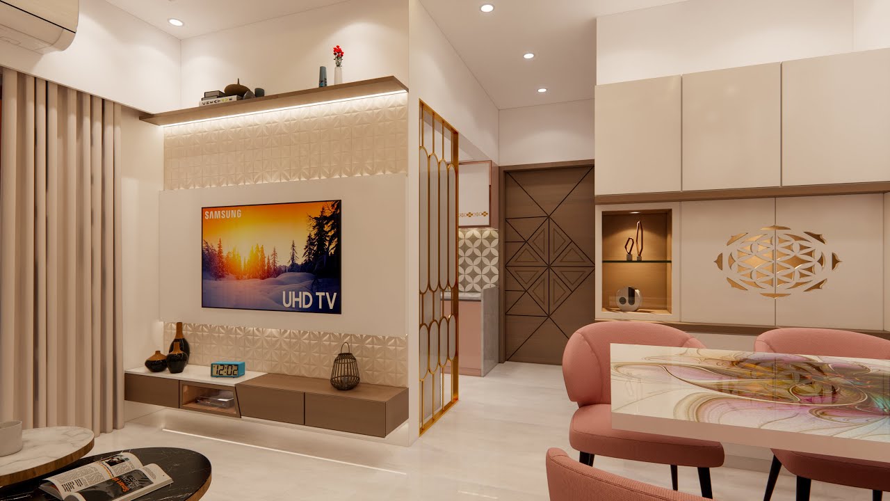 MODERN LIVING ROOM/HALL INTERIOR | 3D ANIMATION #interiordesign - YouTube