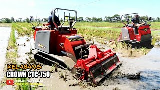 BAJAK SAWAH ALA JEPANG MENGGUNAKAN TRAKTOR CRAWLER CROWN CTC-750 KELABANG