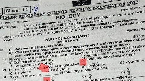 CLASS-11 BIOLOGY REVISION EXAM QUESTION PAPER AND ANSWER KEY 2021-2022