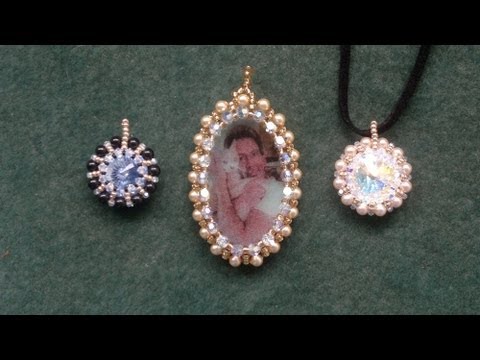 "The lazy bezel" around a 16mm Rivoli beading tutorial (pendant)