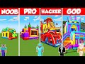 BOUNCY CASTLE HOUSE BUILD CHALLENGE - Minecraft Battle: NOOB vs PRO vs HACKER vs GOD / Animation