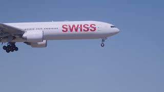 Zurich Airport Swiss airplane Boeing 777-300ER HB-JNA landing