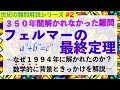 350年間解かれなかった難問フェルマーの最終定理【なぜ1994年に解けたのか？数学的に背景ときっかけを解説】