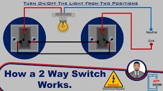 HOW A TWO WAY SWITCH WORKS. *** 2 - WAY SWITCH WIRING DIAGRAM.