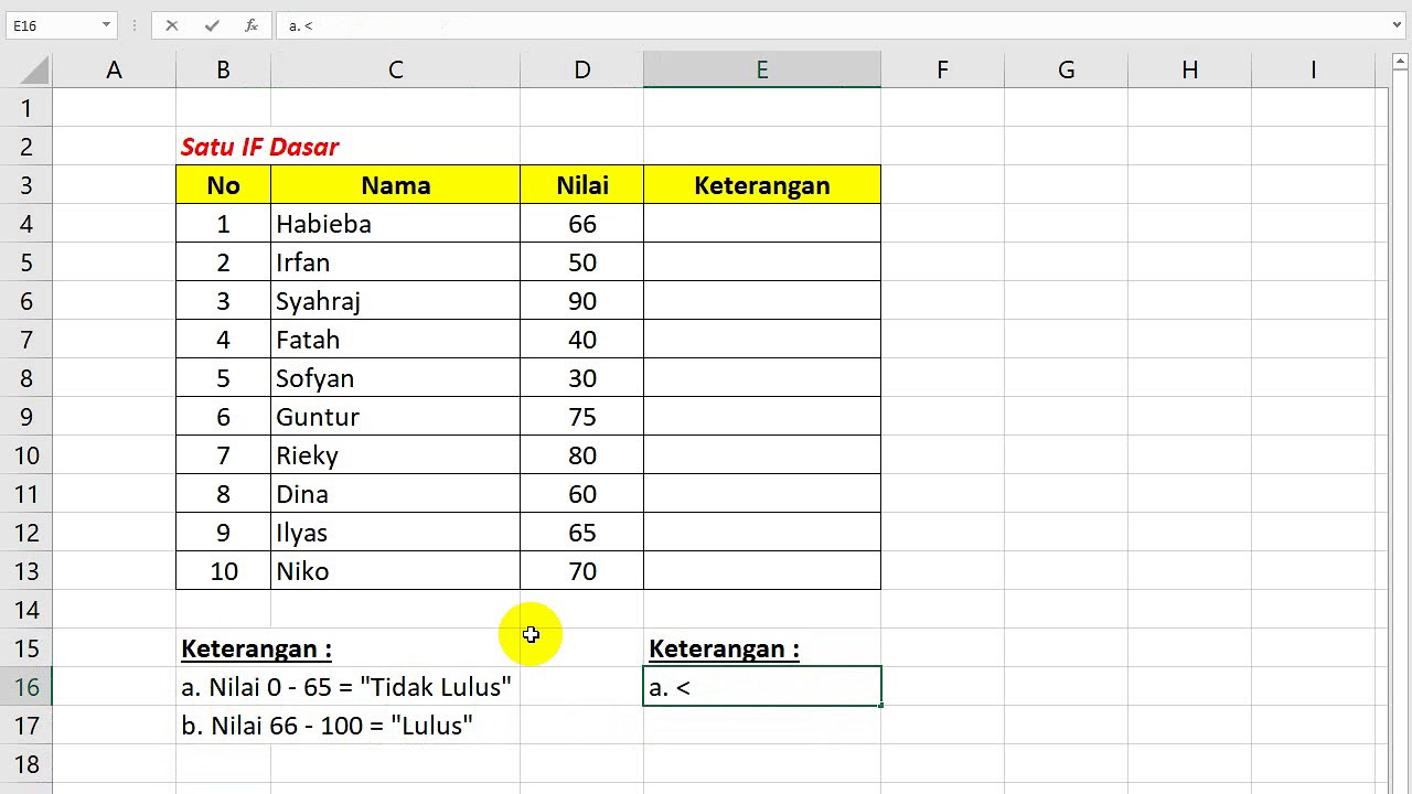 Rumus Daya Serap Siswa Excel