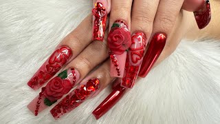 Watch me work | Valentine’s day nails | Double booking hair & nail appointment | Red Chrome nails