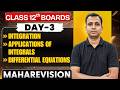 MAHAREVISION||INTEGRATION||APPLICATION OF INTEGRALS||DIFFERENTIAL EQUATIONS||CLASS 12TH||DAY - 3